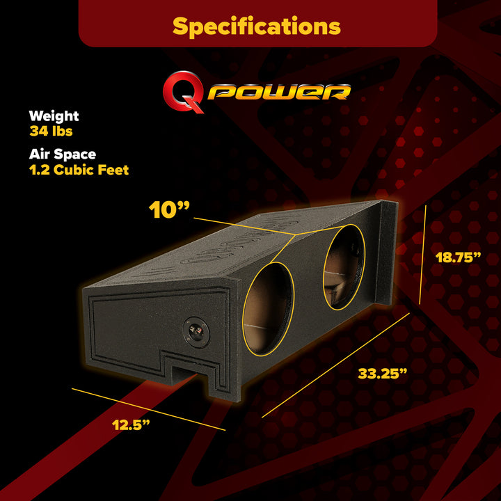 Q Power QBJEEP10 DF Dual 10-Inch Speaker Box, Jeep Wrangler CJ5/CJ7, Bed Liner