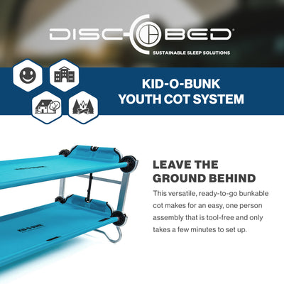 Disc-O-Bed Youth Double Cot Kid-O-Bunk w/ 200lb Capacity & Carry Bags(For Parts) - VMInnovations