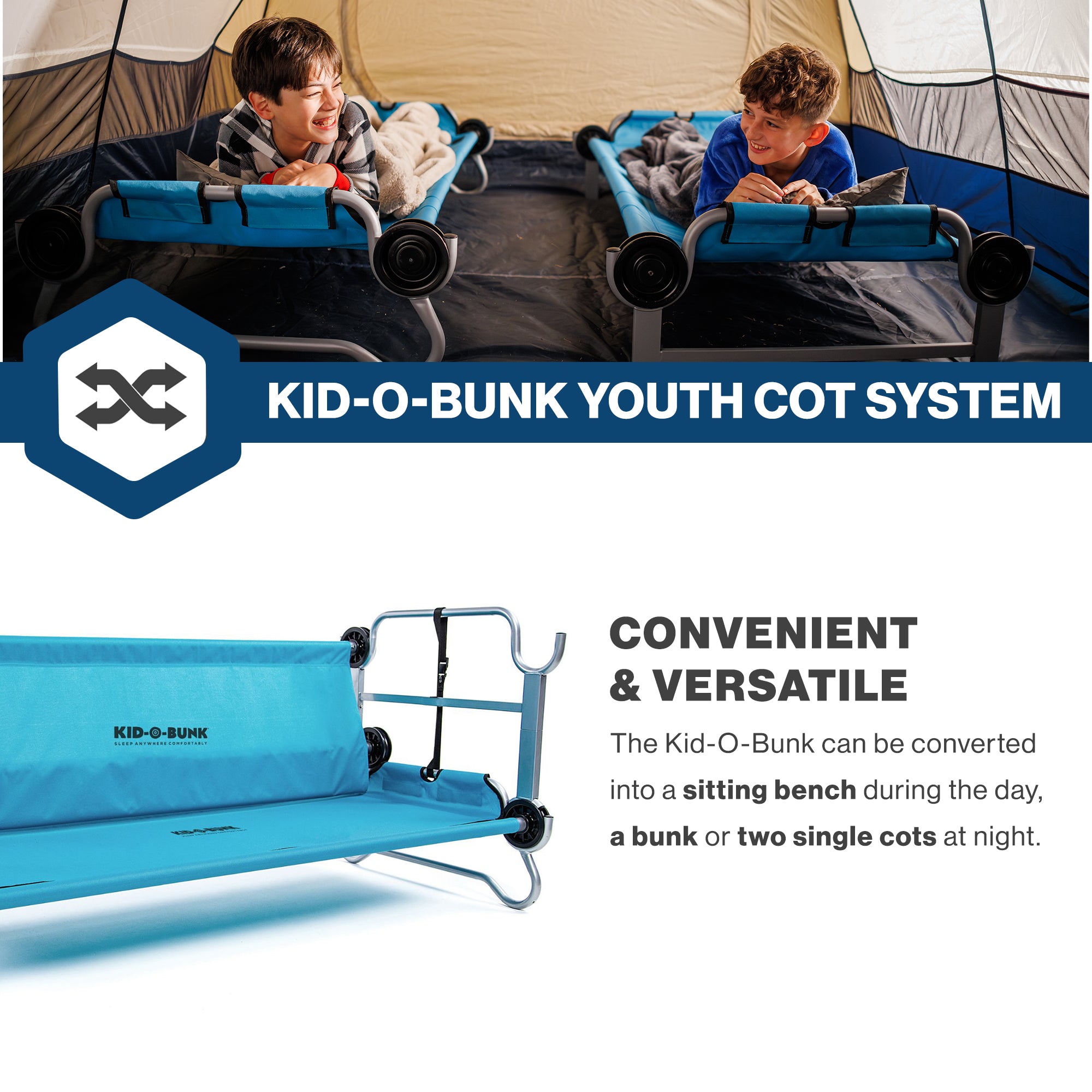 Disc-O-Bed Youth Double Cot Kid-O-Bunk w/ 200lb Capacity & Carry Bags(For Parts) - VMInnovations