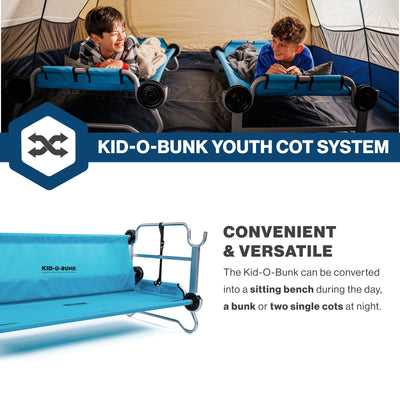 Disc-O-Bed Youth Double Cot Kid-O-Bunk w/ 200lb Capacity & Carry Bags (Open Box) - VMInnovations