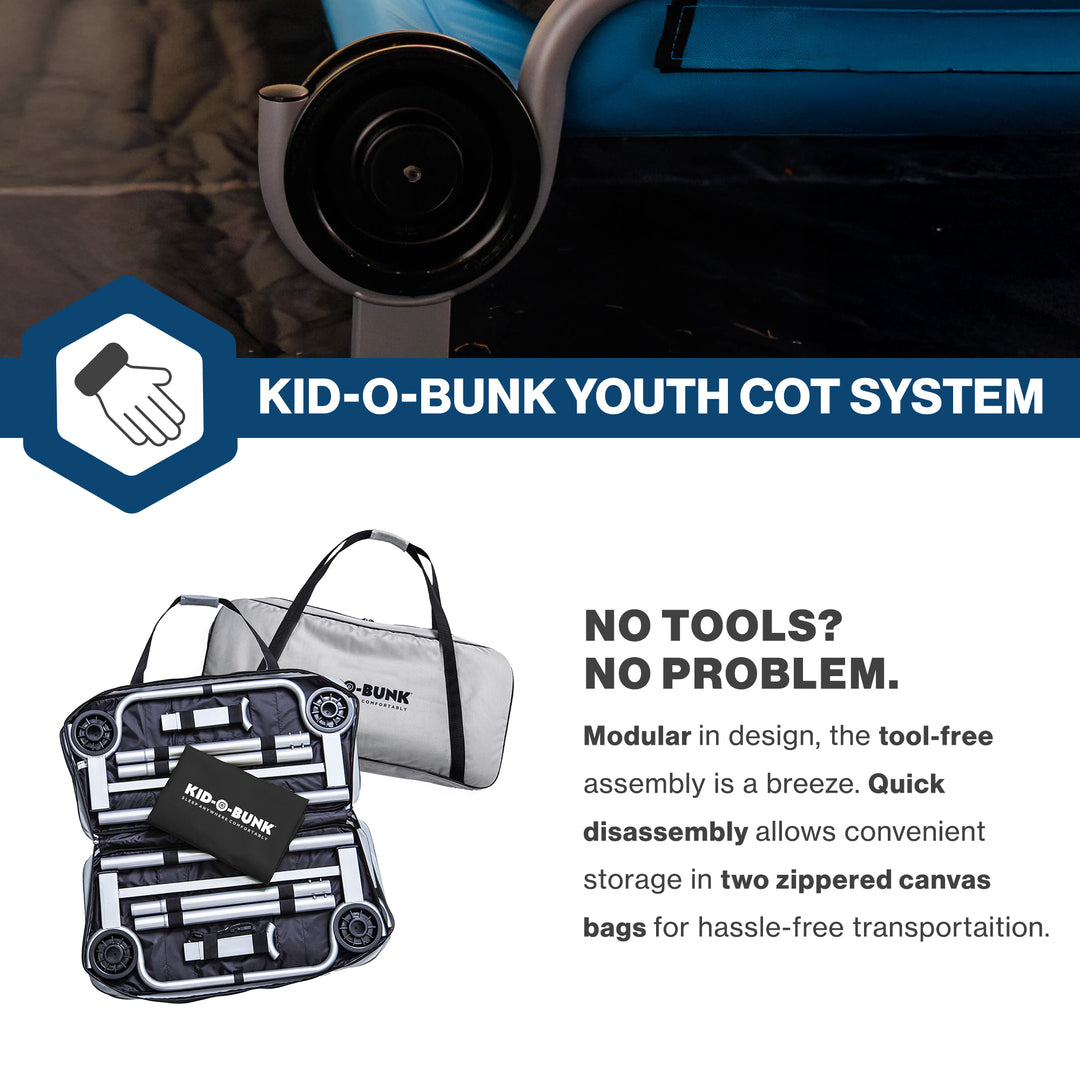 Disc-O-Bed Youth Double Cot Kid-O-Bunk w/ 200lb Capacity & Carry Bags (Open Box) - VMInnovations