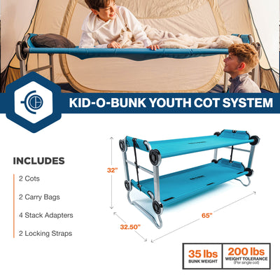 Disc-O-Bed Youth Double Cot Kid-O-Bunk w/ 200lb Capacity & Carry Bags(For Parts) - VMInnovations