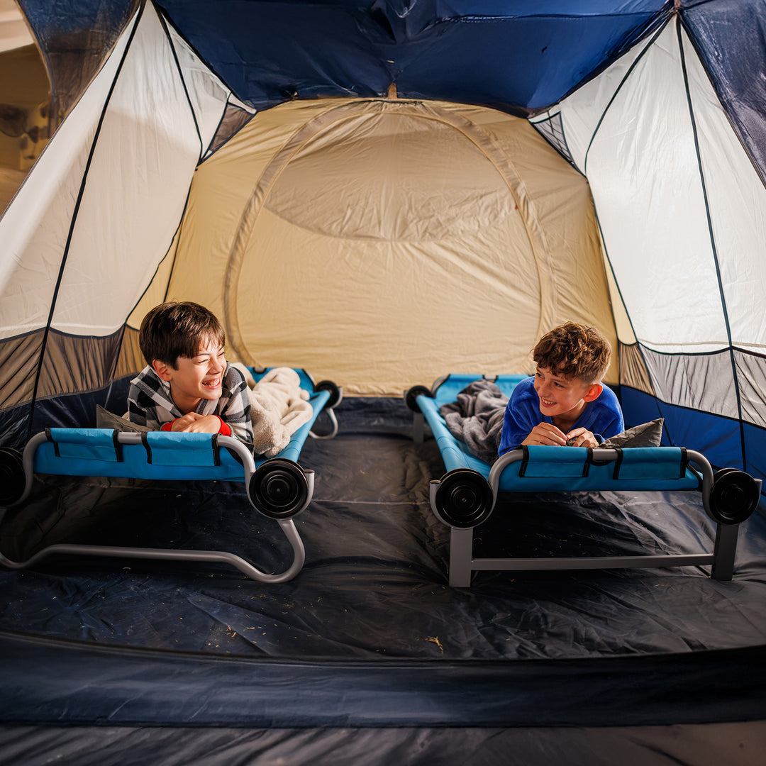 Disc-O-Bed Youth Double Cot Kid-O-Bunk w/ 200lb Capacity & Carry Bags (Open Box) - VMInnovations