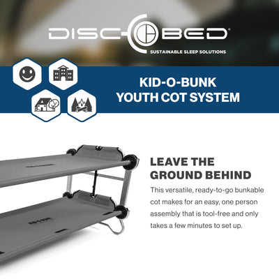 Disc-O-Bed Large Outdoor 2 Person Camping Cots and Youth Double Cot Kid-O-Bunk