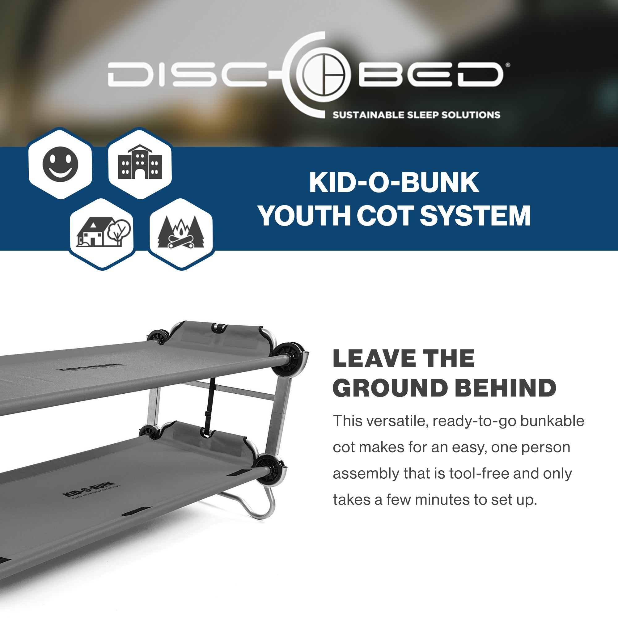 Disc-O-Bed Youth Double Cot Kid-O-Bunk, Storage Organizers & Carry Bag, (Used) - VMInnovations