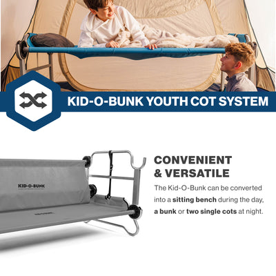 Disc-O-Bed Youth Double Cot Kid-O-Bunk, Storage Organizers & Carry Bag, (Used)