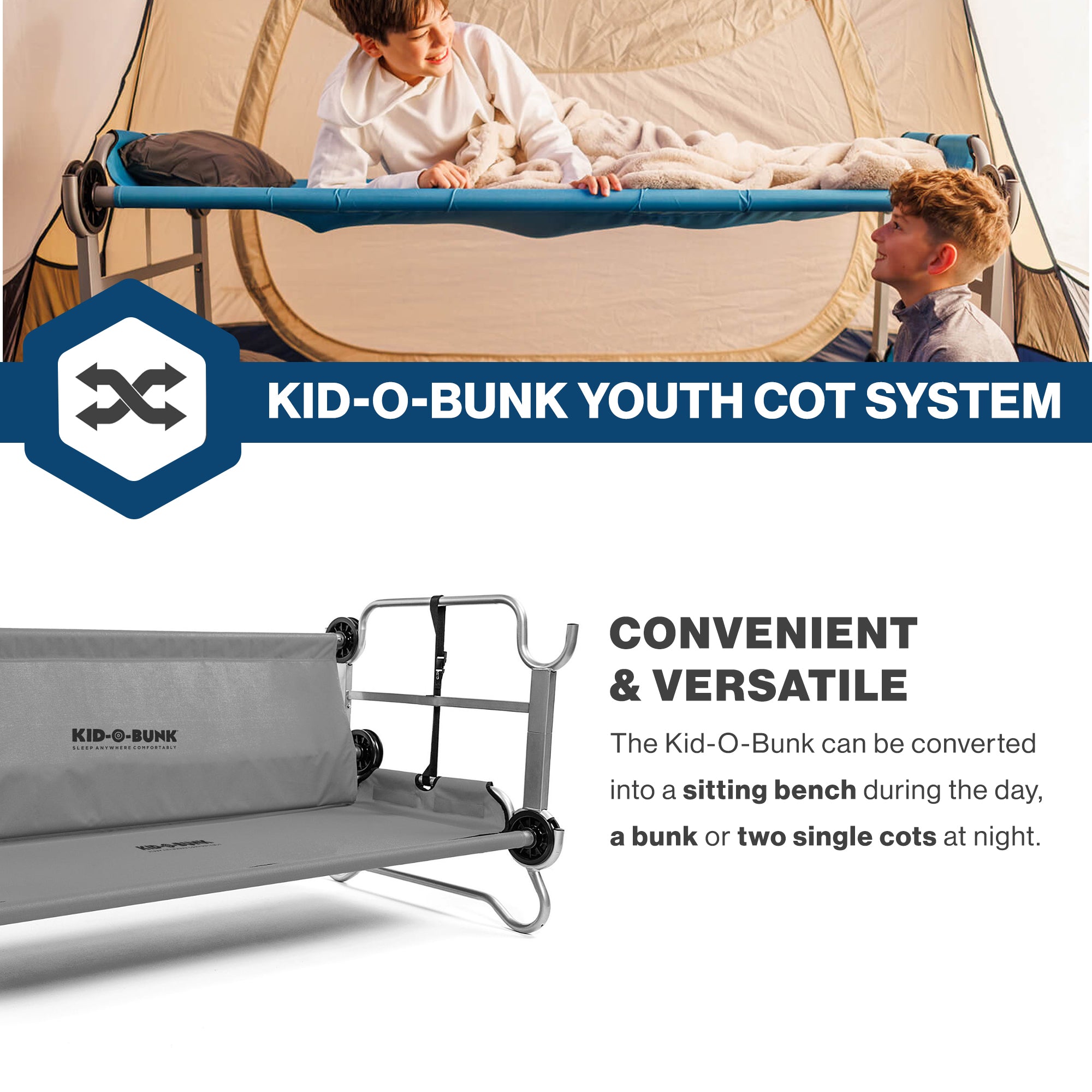 Disc-O-Bed Youth Double Cot Kid-O-Bunk, Storage Organizers & Carry Bag, (Used) - VMInnovations