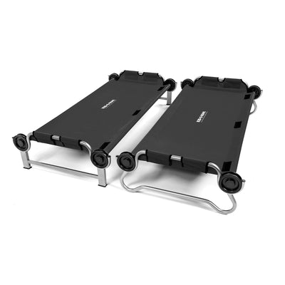 Disc-O-Bed Youth Kid-O-Bunk Benchable Double Cot with Storage Organizers, Black