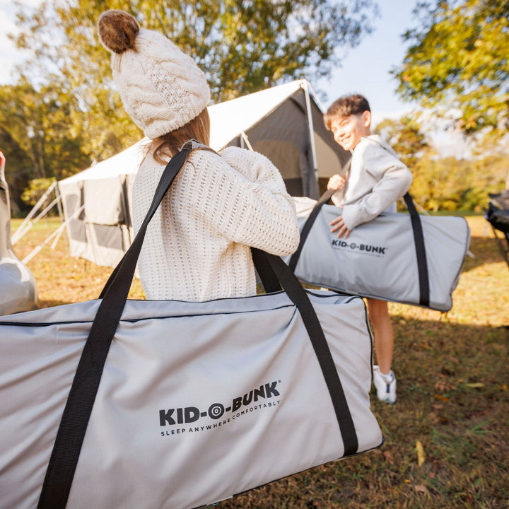 Disc-O-Bed Youth Double Cot Kid-O-Bunk w/ 200 Pound Capacity & Carry Bags (Used)