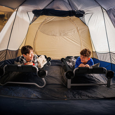 Disc-O-Bed Youth Double Cot Kid-O-Bunk w/ 200 Pound Capacity, Black (Open Box) - VMInnovations