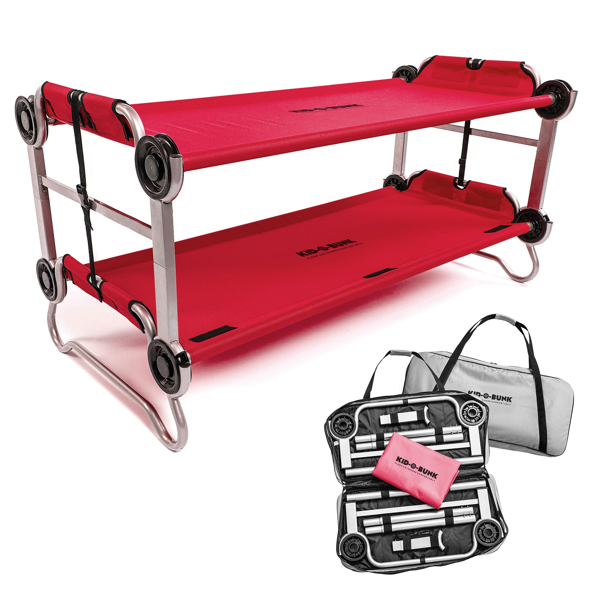 Disc-O-Bed Youth Double Cot Kid-O-Bunk w/ 200lb Capacity & Carry Bags(Open Box) - VMInnovations