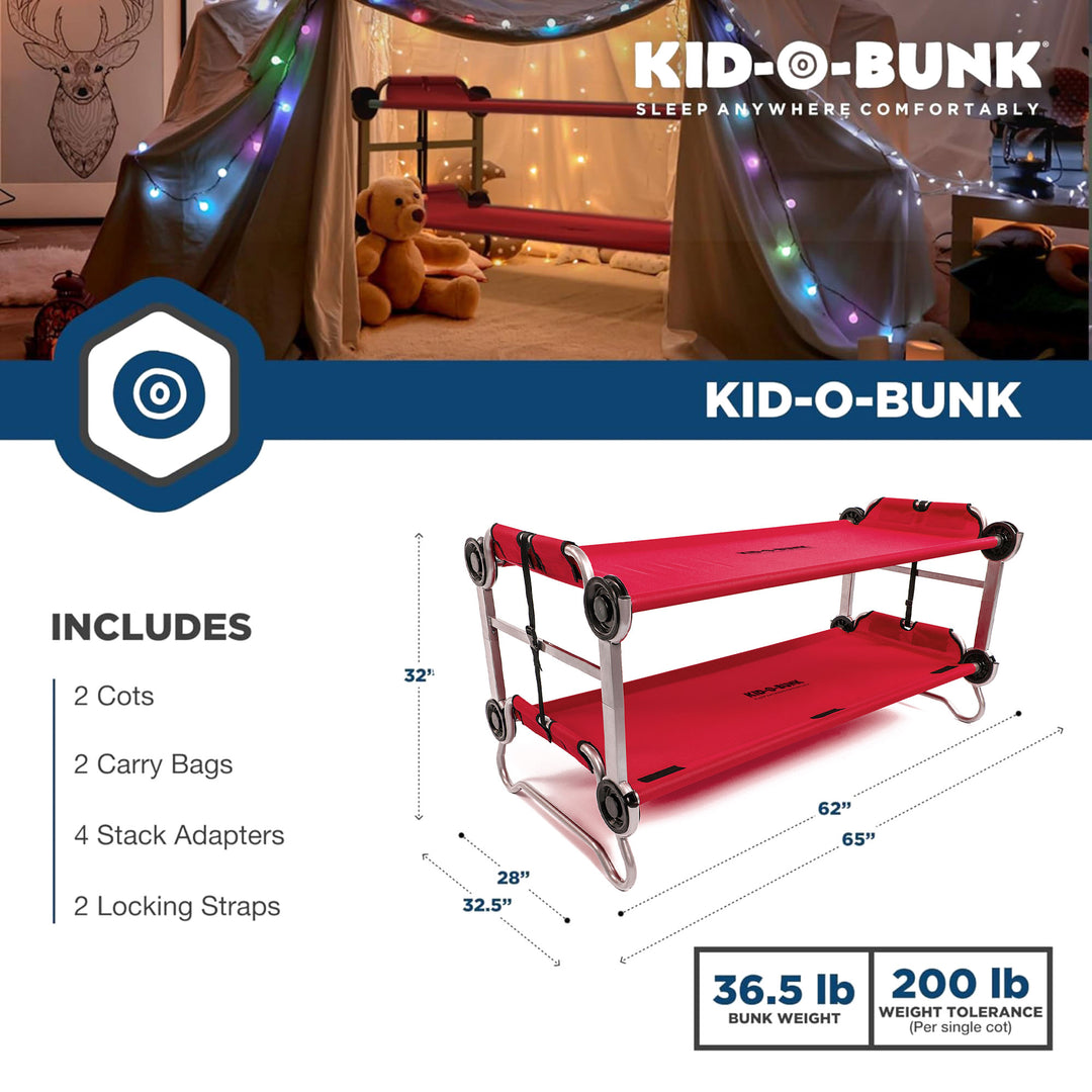 Disc-O-Bed Youth Double Cot Kid-O-Bunk w/ 200lb Capacity & Carry Bags(Open Box)