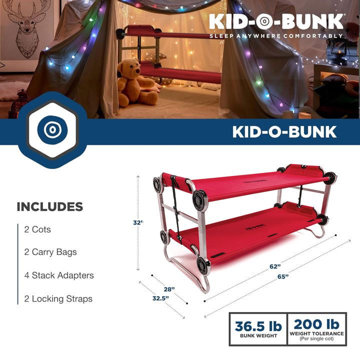 Disc-O-Bed Youth Double Cot Kid-O-Bunk w/ 200lb Capacity & Carry Bags(Open Box)