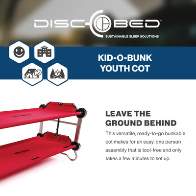 Disc-O-Bed Youth Double Cot Kid-O-Bunk w/ 200lb Capacity & Carry Bags(Open Box) - VMInnovations