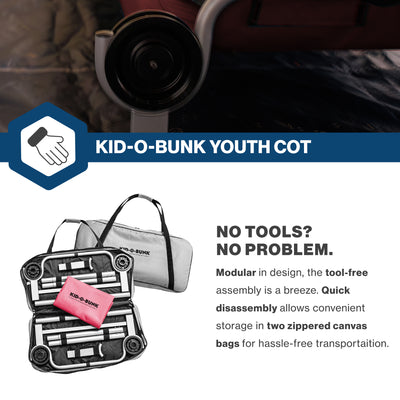 Disc-O-Bed Youth Double Cot Kid-O-Bunk w/ 200 Pound Capacity & Carry Bags, Red - VMInnovations