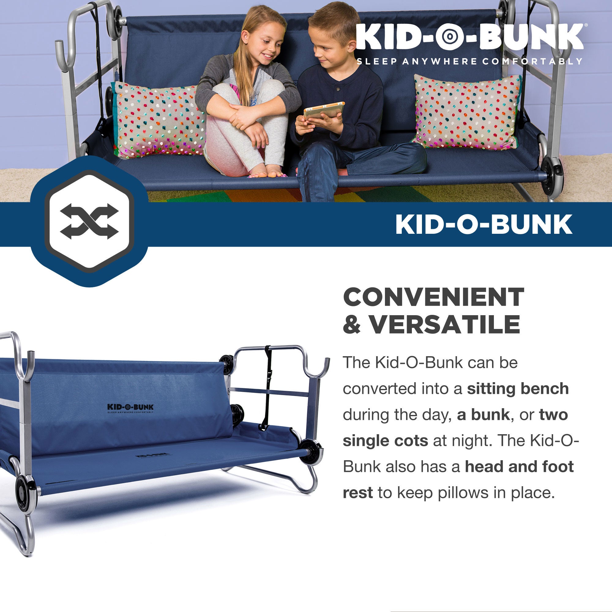 Disc-O-Bed Youth Double Cot Kid-O-Bunk w/ 200lb Capacity & Carry Bags(For Parts)