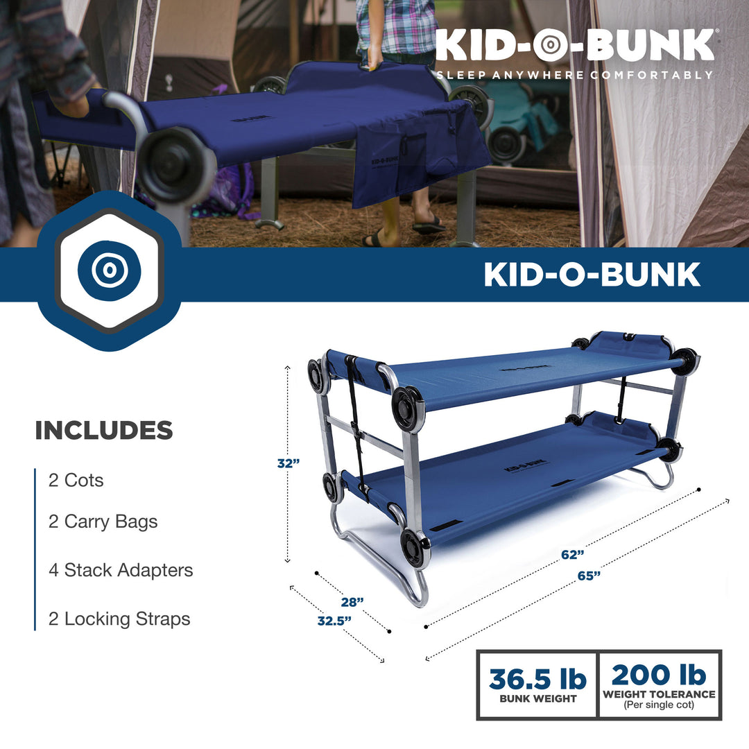 Disc-O-Bed Youth Double Cot Kid-O-Bunk w/ 200lb Capacity & Carry Bags(For Parts)