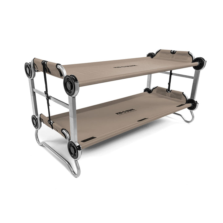 Disc-O-Bed Youth Double Cot Kid-O-Bunk, Storage Organizers & Carry Bag, Tan