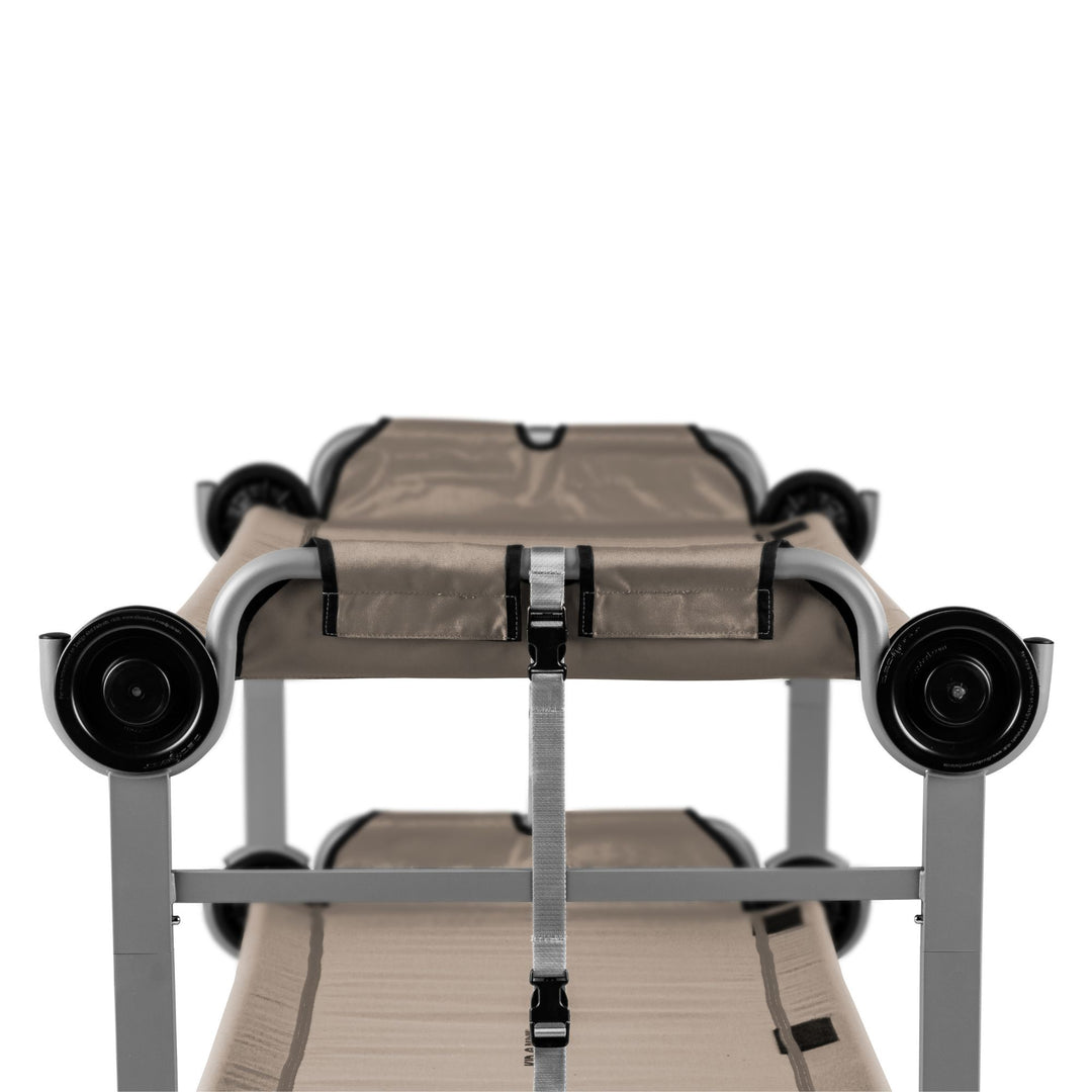 Disc-O-Bed Double Cot Kid-O-Bunk w/ 200 Pound Capacity & Carry Bags, Tan (Used)