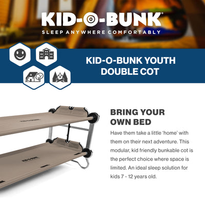 Disc-O-Bed Double Cot Kid-O-Bunk w/ 200 Pound Capacity & Carry Bags, Tan (Used) - VMInnovations