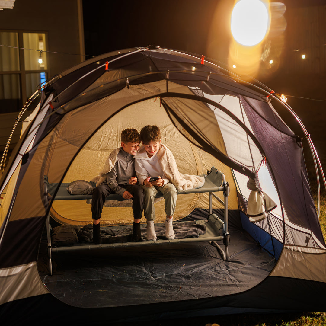 Disc-O-Bed Youth Double Cot Kid-O-Bunk, Storage Organizers, Tan (Open Box) - VMInnovations