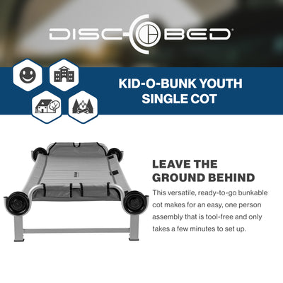 Disc-O-Bed Youth Single Cot Kid-O-Bed, Portable Bunk w/Travel Bag (Open Box)