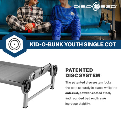 Disc-O-Bed Youth Single Cot Kid-O-Bed, Portable Bunk w/Travel Bag (Open Box)