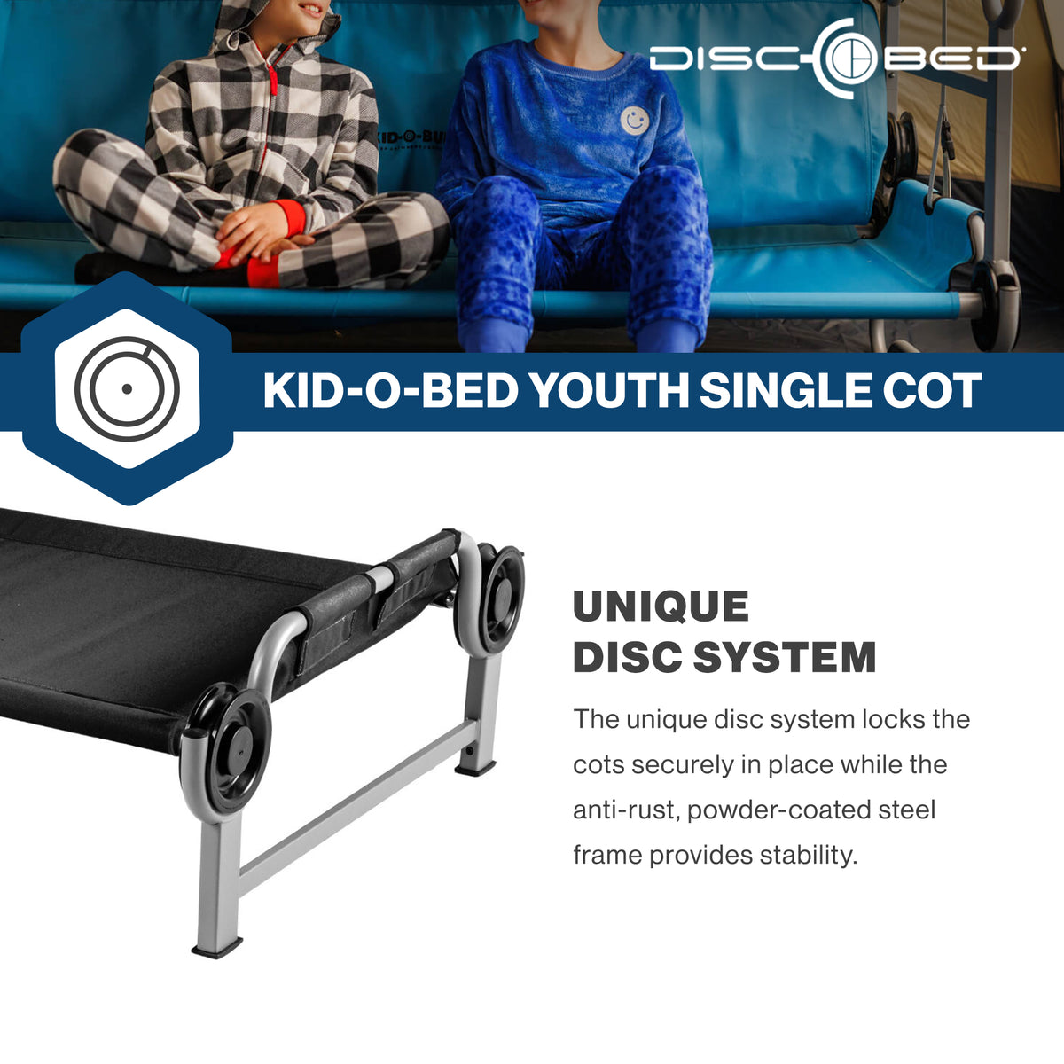 Disc-O-Bed Youth Single Cot Kid-O-Bed w/ Storage Organizer & Carry Bag(Open Box) - VMInnovations