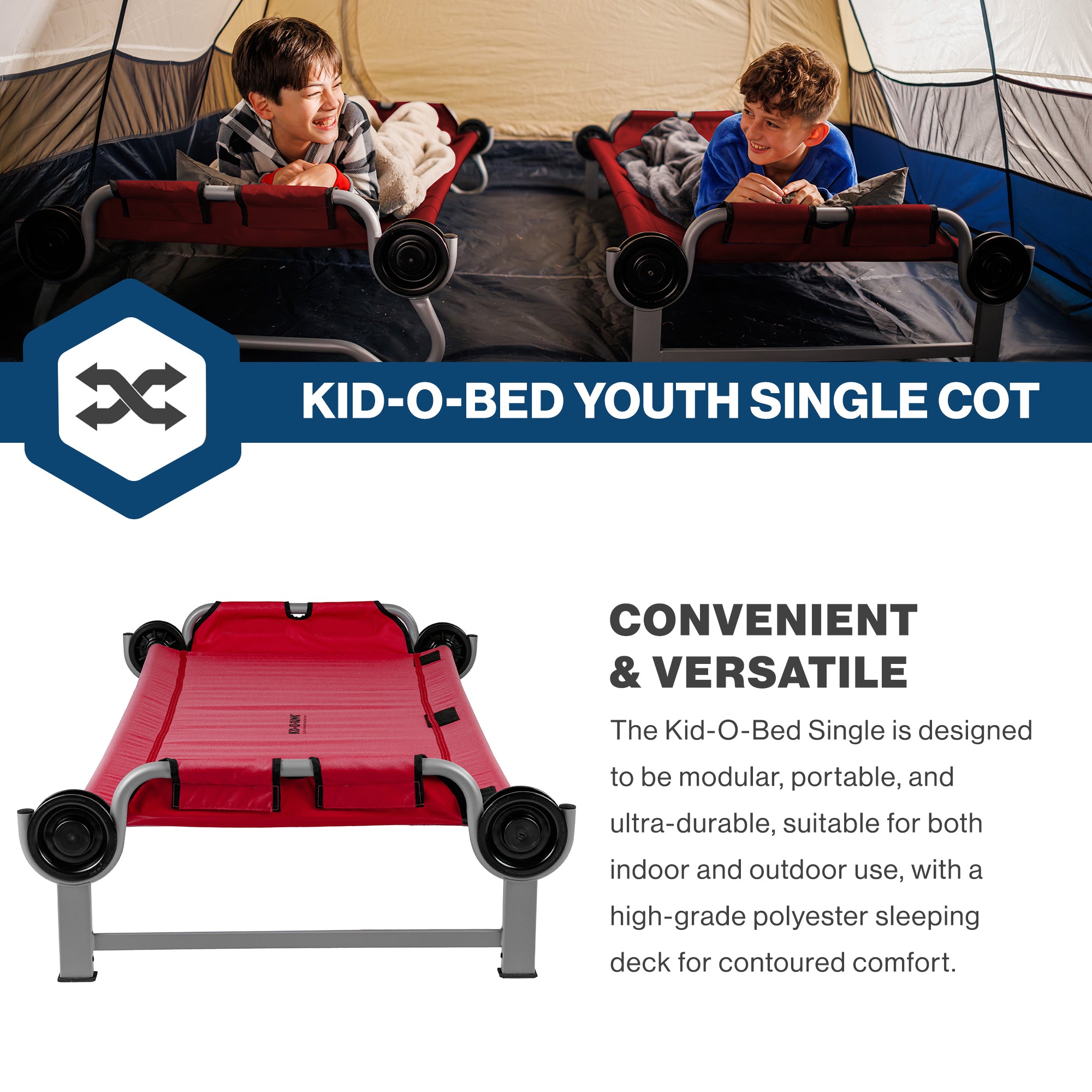Disc-O-Bed Youth Single Cot Kid-O-Bed w Storage Organizer & Carry Bag (Open Box)