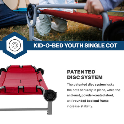 Disc-O-Bed Youth Single Cot Kid-O-Bed w Storage Organizer & Carry Bag (Open Box)