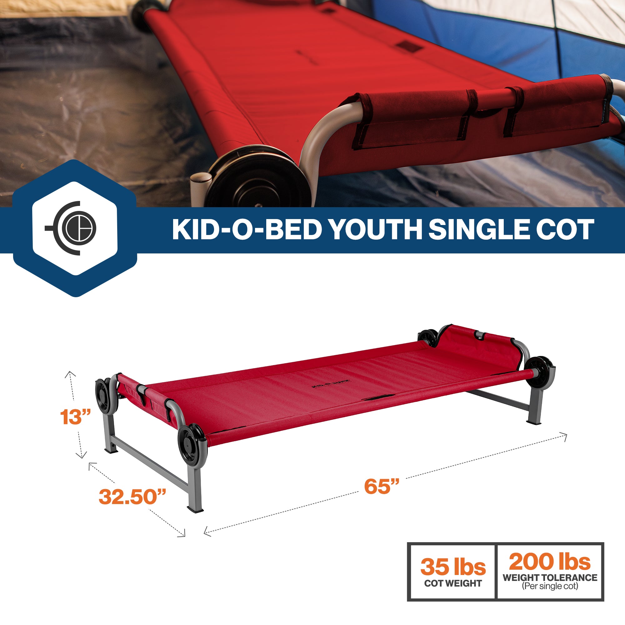 Disc-O-Bed Youth Single Cot Kid-O-Bed w Storage Organizer & Carry Bag (Open Box)