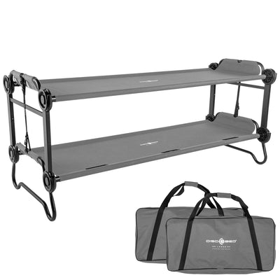Disc-O-Bed Large Outdoor Convertible 2 Person Portable Camping Bunk Cots, Grey - VMInnovations