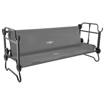 Disc-O-Bed Large Outdoor Convertible 2 Person Portable Camping Bunk Cots, Grey - VMInnovations