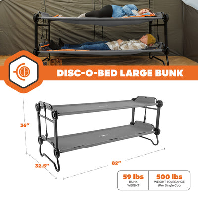 Disc-O-Bed Large Outdoor Convertible 2 Person Portable Camping Cots (Open Box)