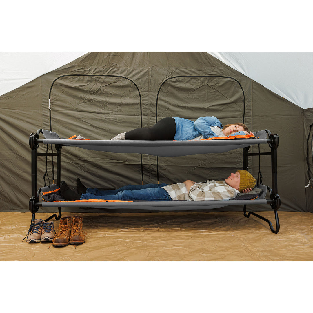 Disc-O-Bed Large Outdoor Convertible 2 Person Portable Camping Bunk Cots, Grey