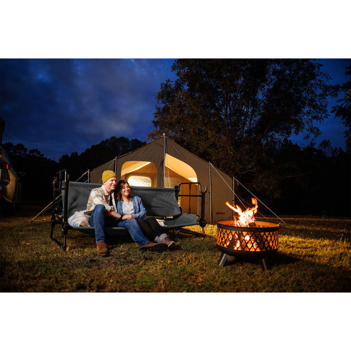 Disc-O-Bed Large Outdoor Convertible 2 Person Portable Camping Bunk Cots, Grey