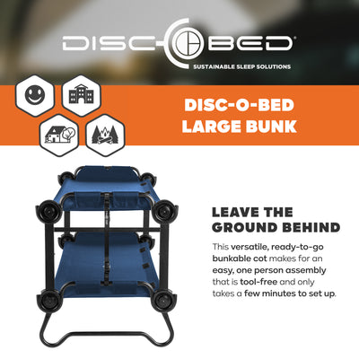 Disc-O-Bed Large Outdoor Convertible 2 Person Portable Camping Cots (Open Box) - VMInnovations