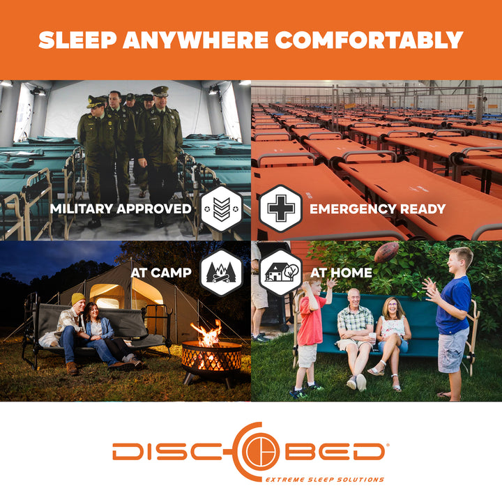 Disc-O-Bed Large Outdoor Convertible 2 Person Portable Camping Bunk Cots, Navy - VMInnovations