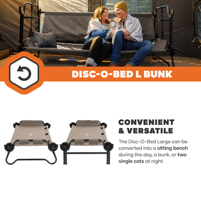 Disc-O-Bed Large Outdoor 2 Person Camping Cots and Youth Double Cot Kid-O-Bunk