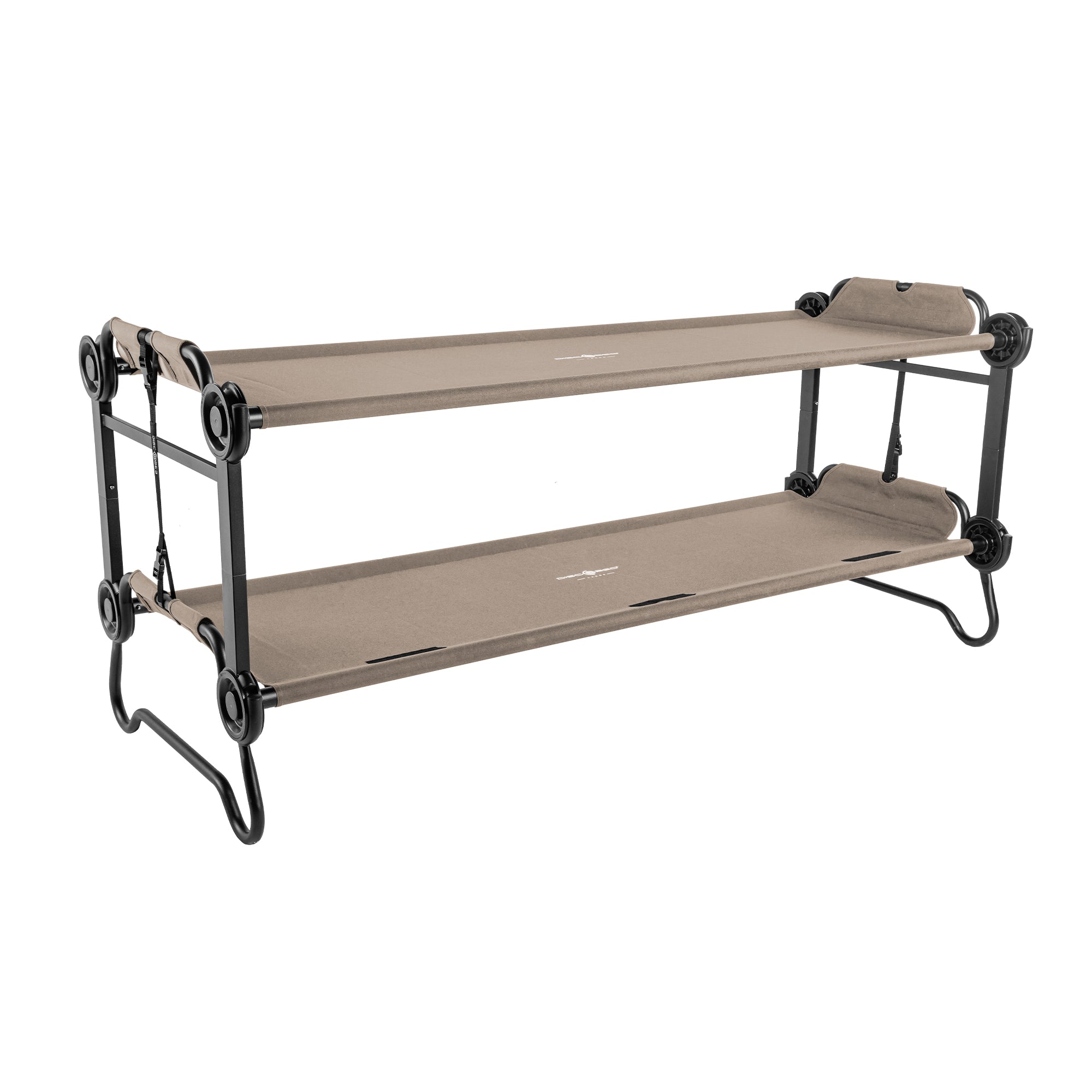Disc-O-Bed Large Outdoor Convertible 2 Person Portable Camping Bunk Cots, Tan - VMInnovations