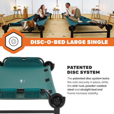 Disc-O-Bed Single Cot, Portable Sleep Solution for Tents & Cabins, Green (Used) - VMInnovations