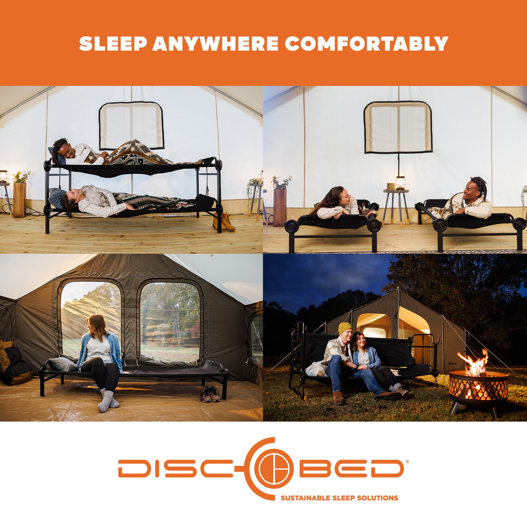 Disc-O-Bed Single Cot, Portable Sleep Solution for Tents&Cabins Large (Open Box)