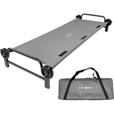 Disc-O-Bed Single Cot, Portable Sleep Solution for Tents, Grey, Large (Open Box) - VMInnovations