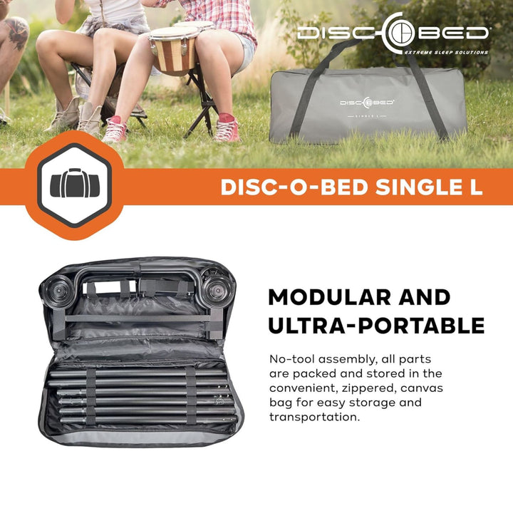 Disc-O-Bed Single Cot, Portable Sleep Solution for Tents, Grey, Large (Open Box)