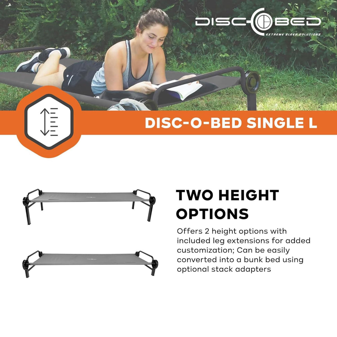 Disc-O-Bed Single Cot, Portable Sleep Solution for Tents, Grey, Large (Open Box)