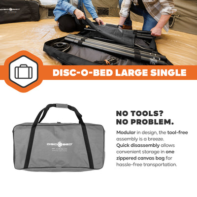 Disc-O-Bed Single Cot, Portable Sleep Solution for Tents & Cabins, Grey, Large - VMInnovations
