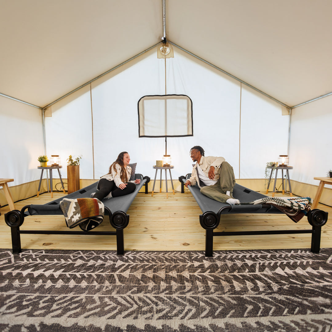 Disc-O-Bed Single Cot, Portable Sleep Solution for Tents & Cabins, Grey, Large