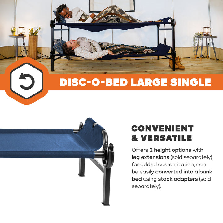 Disc-O-Bed Single Cot, Portable Sleep Solution for Tents & Cabins, LG (Open Box) - VMInnovations