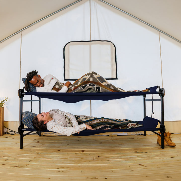 Disc-O-Bed Single Cot, Portable Sleep Solution for Tents & Cabins, Navy, Large