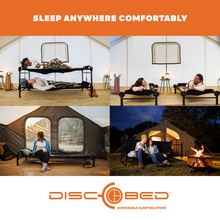 Disc-O-Bed Single Cot, Portable Sleep Solution for Tents & Cabins, Tan, Large